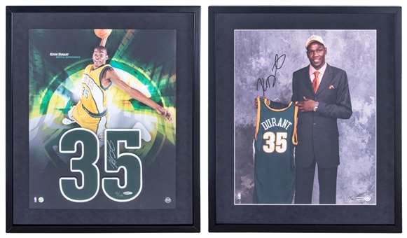 Lot of (2) Kevin Durant Signed and Framed Seattle Supersonics Limited Edition Pieces Including NBA Draft Photo Framed to 21x25" (UDA)